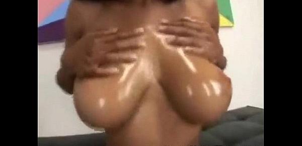  Ebony Cumshot on Tits Tyra Moore